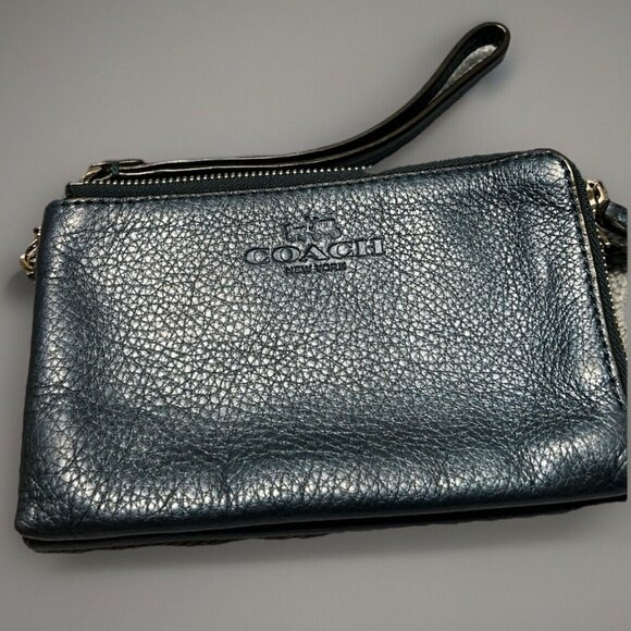 Coach Pebblestone Leather Double Corner Zip Wristlet Wallet - Picture 1 of 8